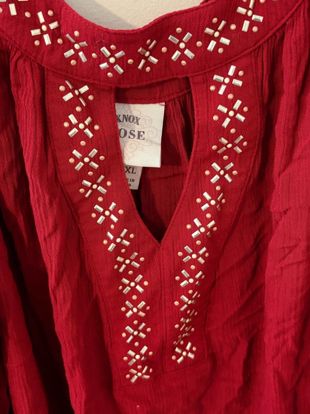 Knox Rose Red Embellished V-Neck Tunic - Picture 5 of 6